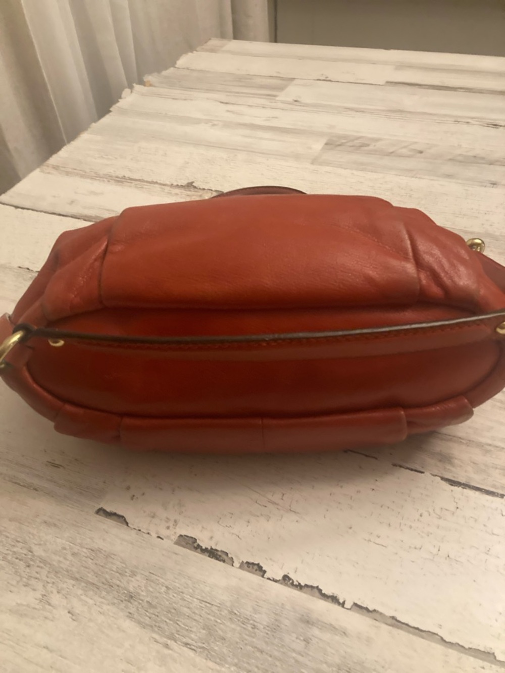 Genuine Coach Madison Lyndsey Vintage Leather 2 WaySatchel Dark Pumpkin Orange - Picture 4 of 15